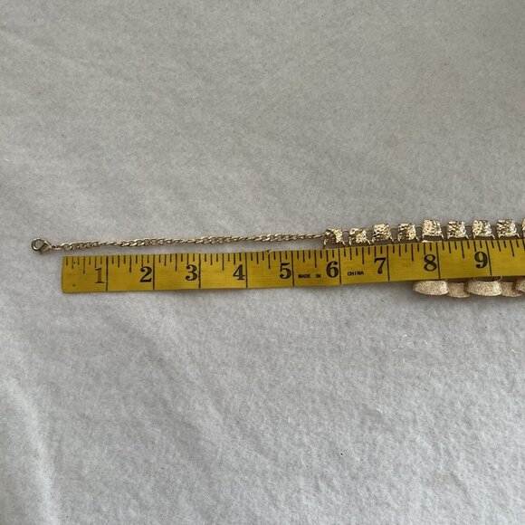 Gold Tone Bib Bold Statement Necklace Graduated Funky Chunky Adjustable 19" - Picture 6 of 11